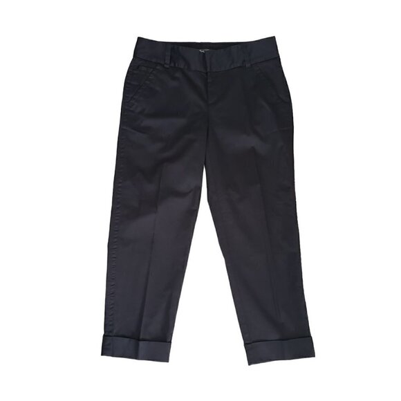 NWT Eddie Bauer Mercer Fit Black Cuffed Capri Career Business Casual Pants - Picture 1 of 10
